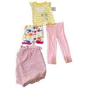Carters Baby Girls 4-Piece Clothing Set 18M - Includes Top Leggings Shorts & Rom